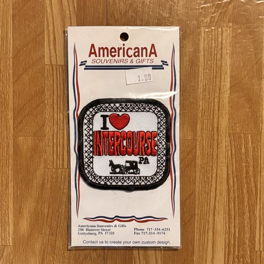 I Love Intercourse PA Patch NEW IN PACKAGING AmericanA Souvenirs & Gifts 2.5"